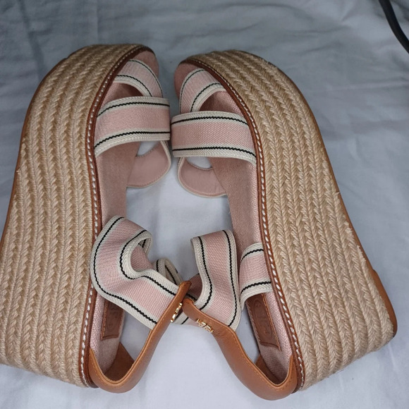 Women's Pink Tory Burch Blush Frieda Espadrille Platform Sandal sz 8.5 - Picture 12 of 16